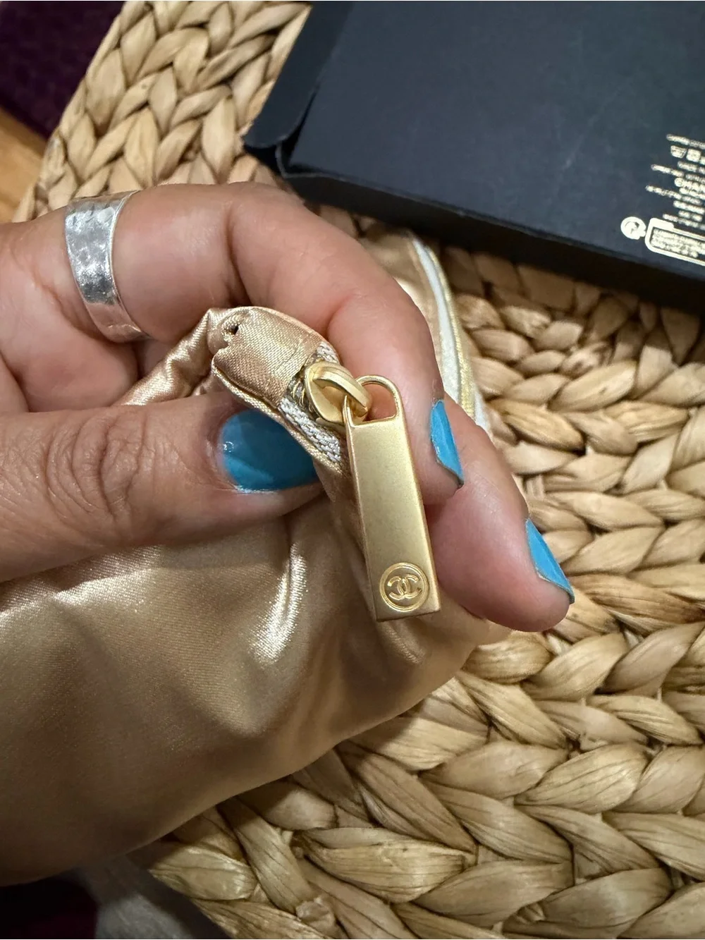 CHANEL Sublimage Satin Cosmetic Pouch in Metallic Gold